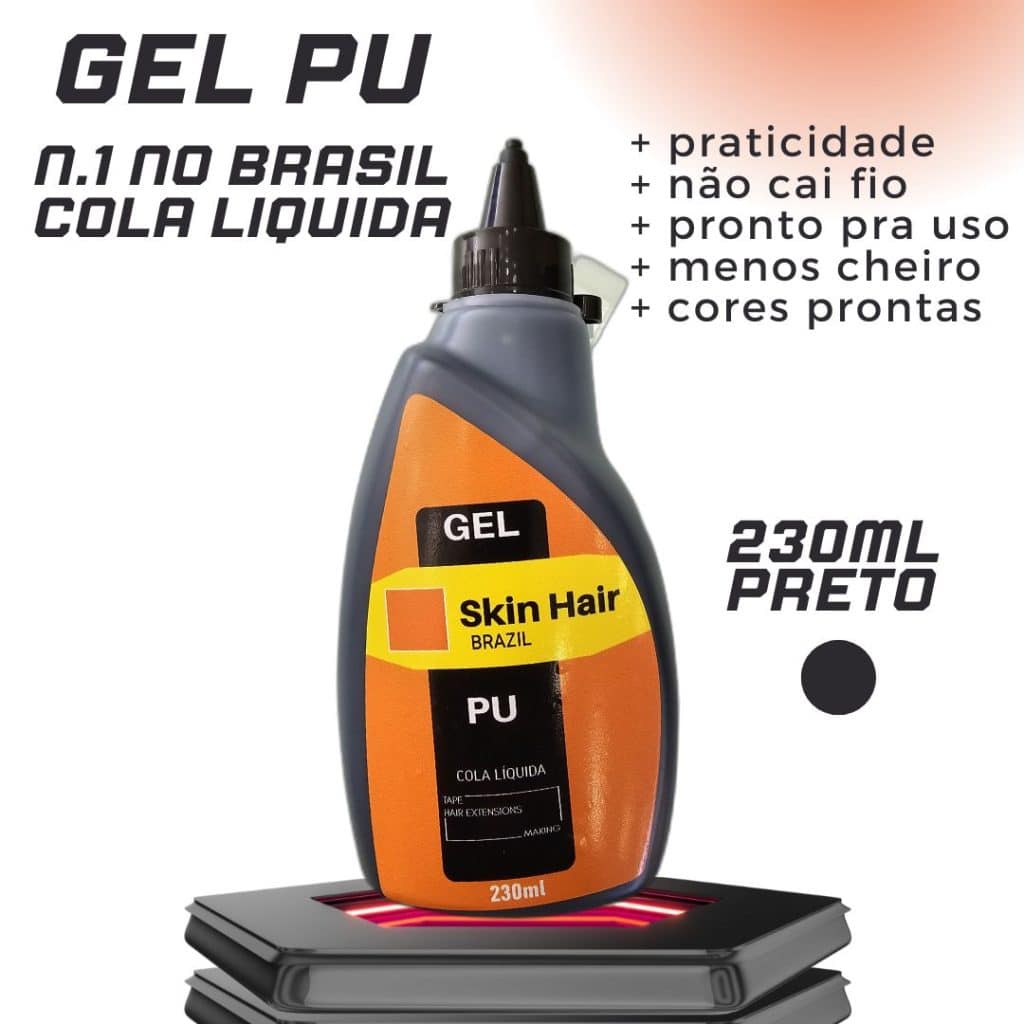 imagem de venda do gel pu, cola liquida skinhairbrazil 230ml preto