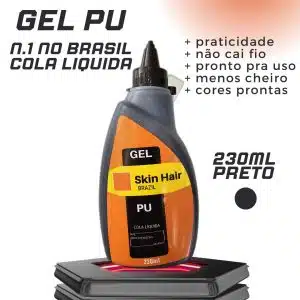 imagem de venda do gel pu, cola liquida skinhairbrazil 230ml preto